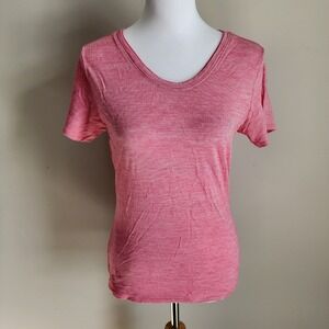 Segments Merino Wool Blend Shirt Womens Small Pink Base Layer Top Hiking ** HOLE